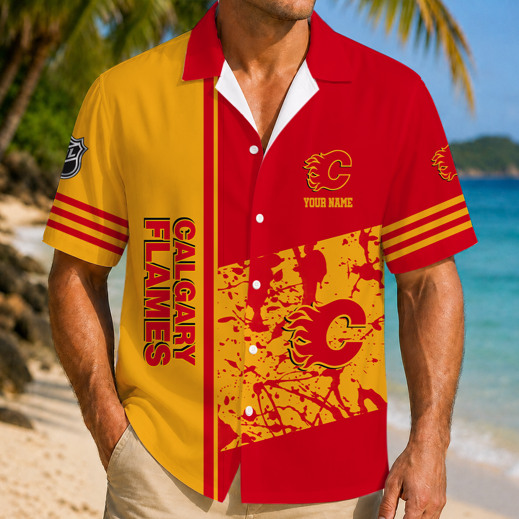 LIMITED EDITION - NEW CUSTOMIZED NHL17 CGF CALGARY FLAMES UNISEX HAWAIIAN SHIRT