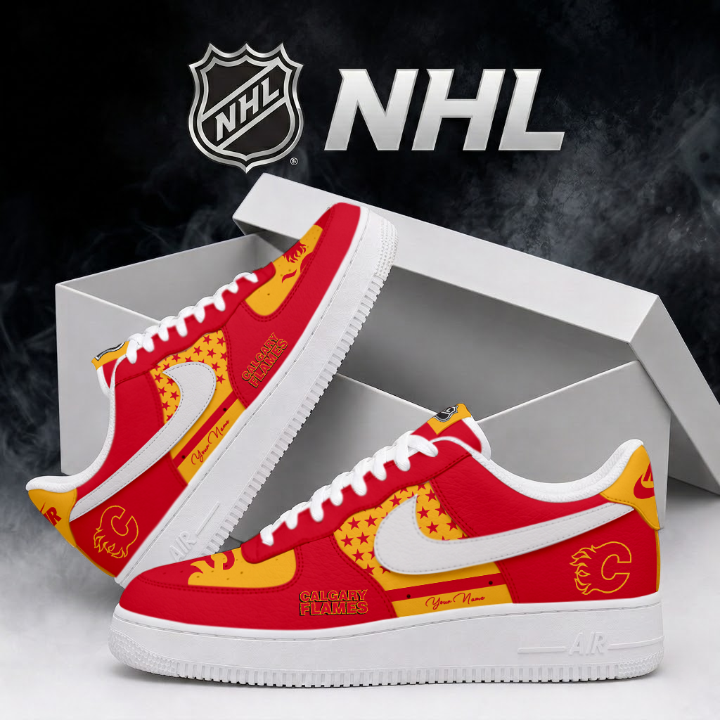 SPECIAL EDITION - NEW CUSTOMIZED NHL17 CGF CALGARY FLAMES AF1 SHOES