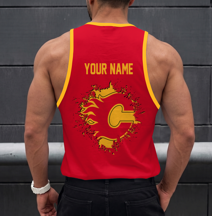 LIMITED EDITION - NEW CUSTOMIZED NHL17 CGF CALGARY FLAMES UNISEX TANK TOP