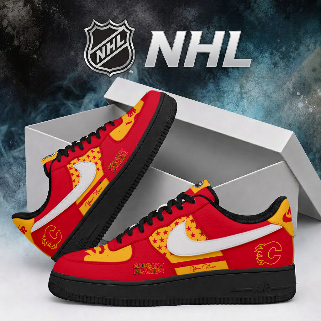 SPECIAL EDITION - NEW CUSTOMIZED NHL17 CGF CALGARY FLAMES AF1 SHOES