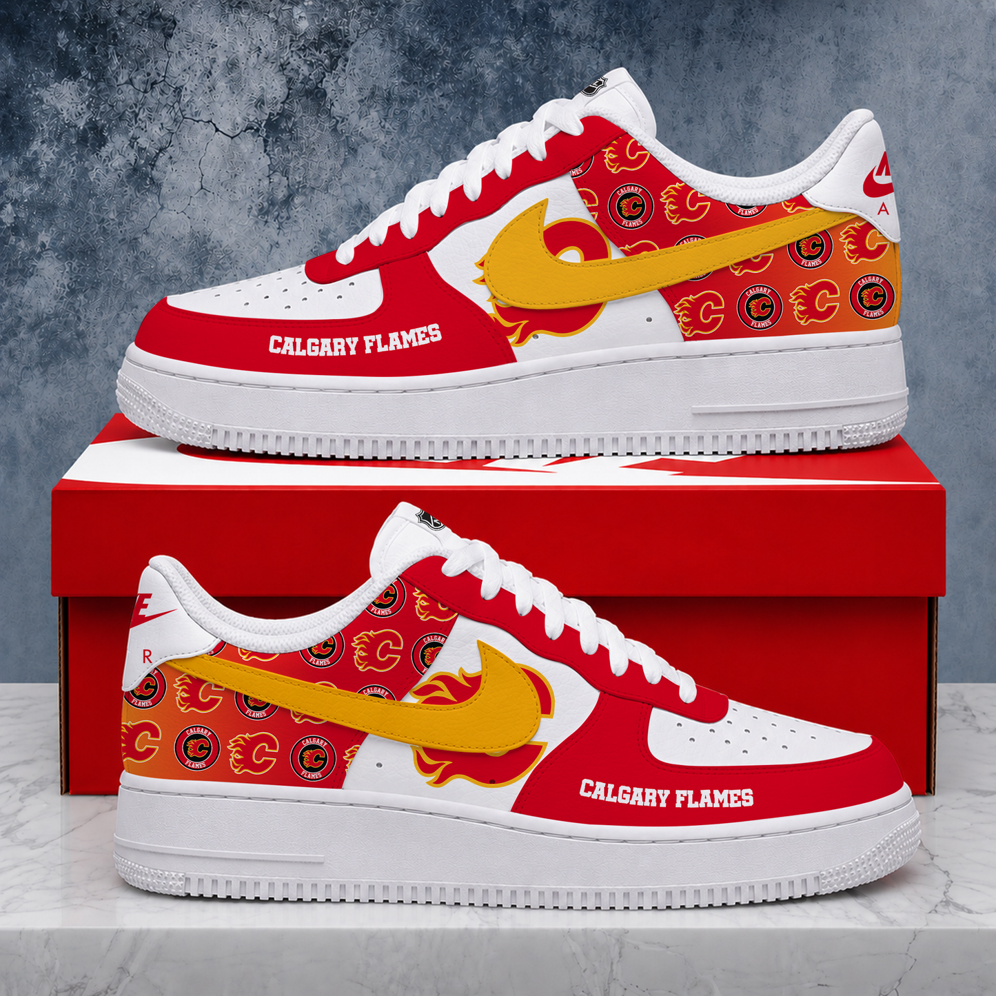 LIMITED EDITION - NEW CUSTOMIZED NHL17 CGF CALGARY FLAMES AF1 SHOES