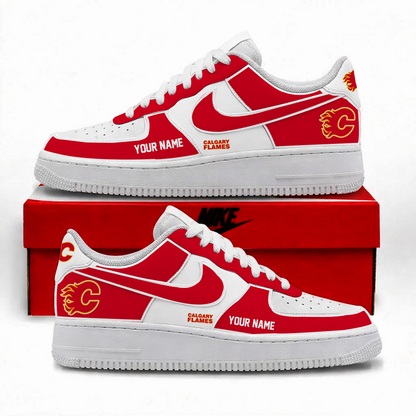 LIMITED EDITION - NEW CUSTOMIZED NHL17 CGF CALGARY FLAMES AF1 SHOES