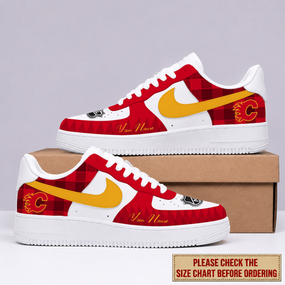 LIMITED EDITION - NEW CUSTOMIZED NHL17 CGF CALGARY FLAMES AF1 SHOES