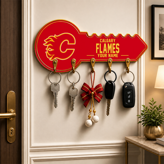 [SUPER SALE] NEW CUSTOMIZED NHL17 CGF CALGARY FLAMES WALL KEY HOLDER FOR HOME
