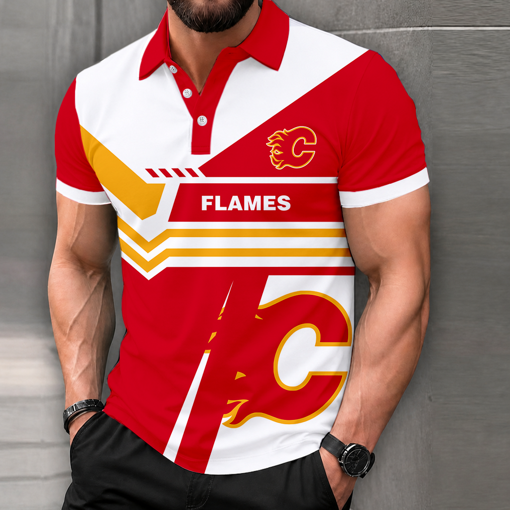 LIMITED EDITION - NEW CUSTOMIZED NHL17 CGF CALGARY FLAMES POLO SHIRT, ZIP POLO SHIRT & T-SHIRTS