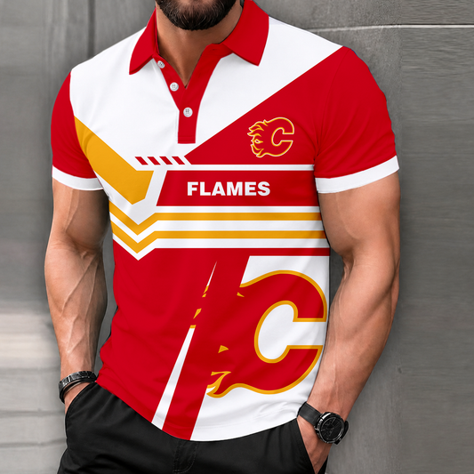LIMITED EDITION - NEW CUSTOMIZED NHL17 CGF CALGARY FLAMES POLO SHIRT, ZIP POLO SHIRT & T-SHIRTS