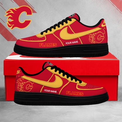 LIMITED EDITION - NEW CUSTOMIZED NHL17 CGF CALGARY FLAMES AF1 SHOES