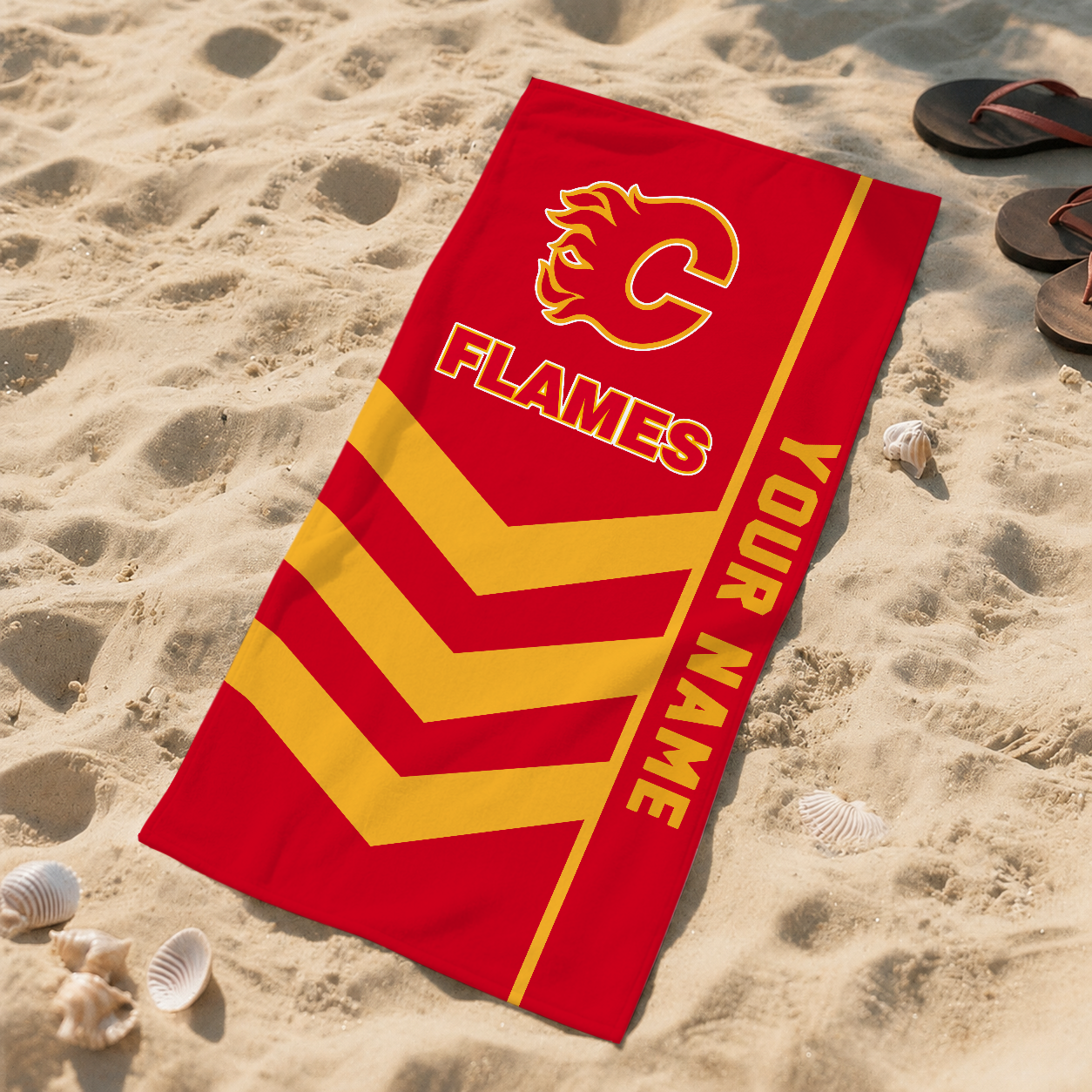 SPECIAL EDITION - NEW CUSTOMIZED NHL17 CGF CALGARY FLAMES BEACH TOWEL
