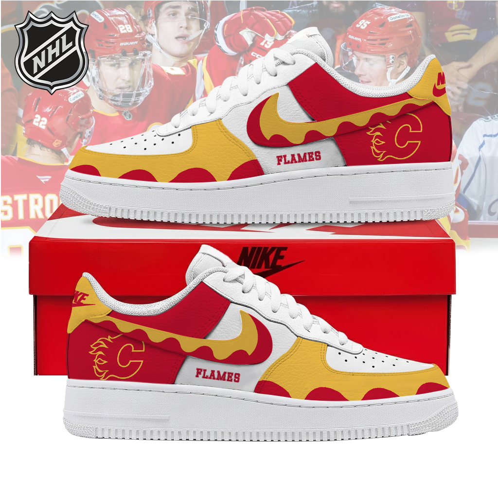 VIRAL EDITION - NEW CUSTOMIZED NHL17 CGF CALGARY FLAMES AF1 SHOES