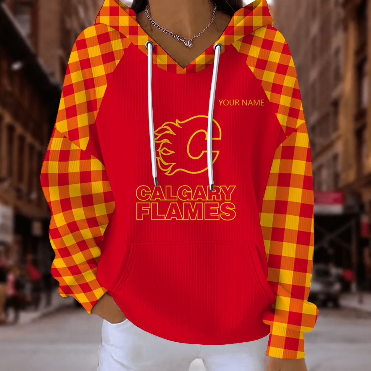 [SUPER SALE] NEW CUSTOMIZED NHL17 CGF CALGARY FLAMES RIBBED HOODIE & SWEATSHIRT