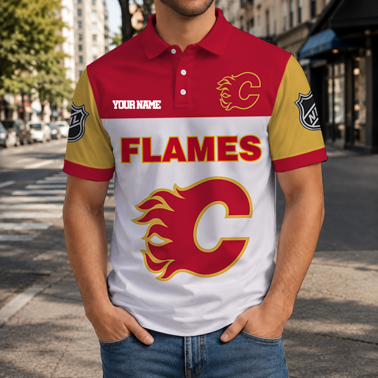 EXCLUSIVE EDITION - NEW CUSTOMIZED NHL17 CGF CALGARY FLAMES T-SHIRT, POLO SHIRT, ZIP POLO SHIRT, SWEATSHIRT, HOODIE & ZIP HOODIE
