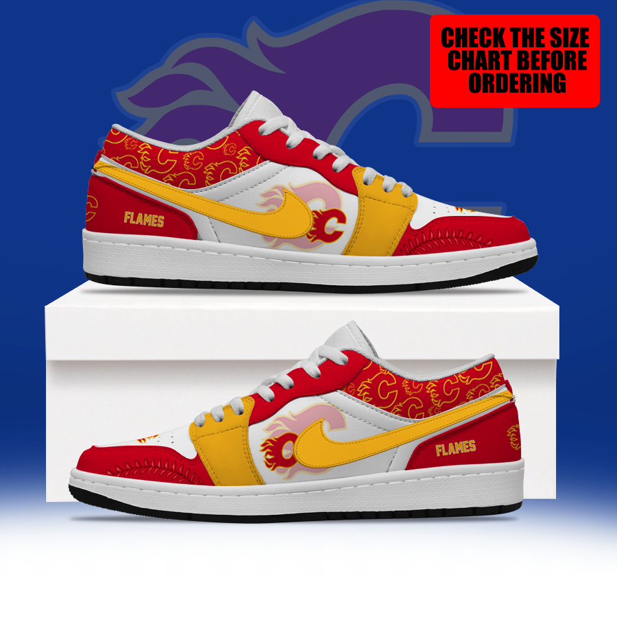 [SUPER SALE] NEW CUSTOMIZED NHL17 CGF CALGARY FLAMES AIR JORDAN LOW SHOES