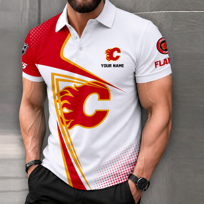 FINAL SALE - NEW CUSTOMIZED NHL17 CGF CALGARY FLAMES POLO SHIRT, ZIP POLO SHIRT, T-SHIRTS, HOODIE, ZIP HOODIE & SWEATSHIRT
