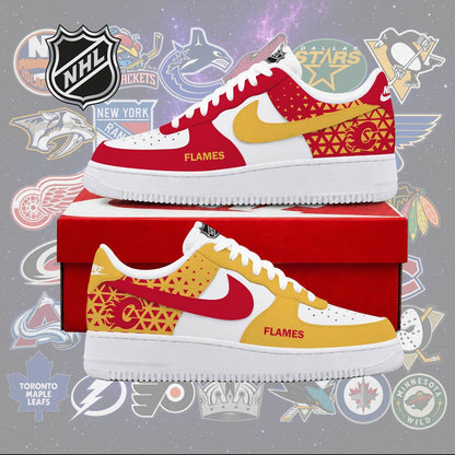 LIMITED EDITION - NEW CUSTOMIZED NHL17 CGF CALGARY FLAMES AF1 SHOES