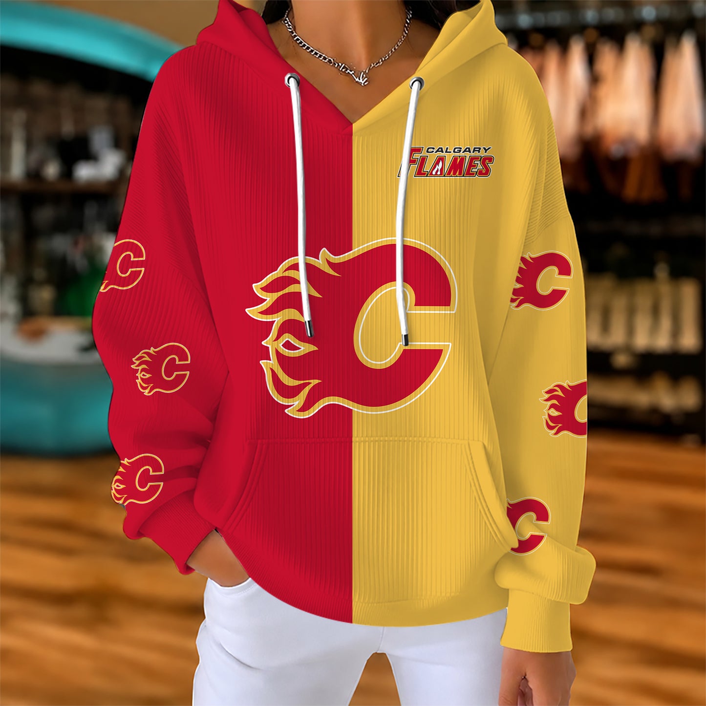 [SUPER SALE] NEW CUSTOMIZED NHL17 CGF CALGARY FLAMES RIBBED HOODIE & SWEATSHIRT