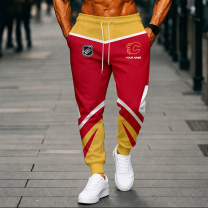 LIMITED EDITION - NEW CUSTOMIZED NHL17 CGF CALGARY FLAMES UNISEX LONG PANTS