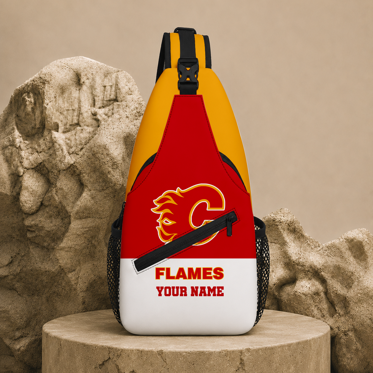 LIMITED EDITION - NEW CUSTOMIZED NHL17 CGF CALGARY FLAMES SLING BAG