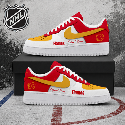 FINAL CLEARANCE - NEW CUSTOMIZED NHL17 CGF CALGARY FLAMES AF1 SHOES