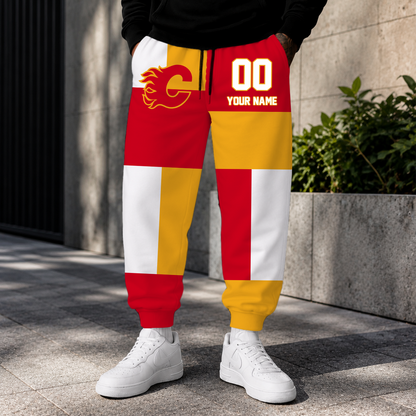 LIMITED EDITION - NEW CUSTOMIZED NHL17 CGF CALGARY FLAMES SWEATPANTS