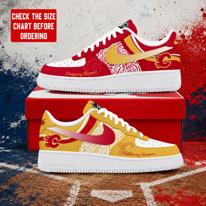 LIMITED EDITION - NEW CUSTOMIZED NHL17 CGF CALGARY FLAMES AF1 SHOES
