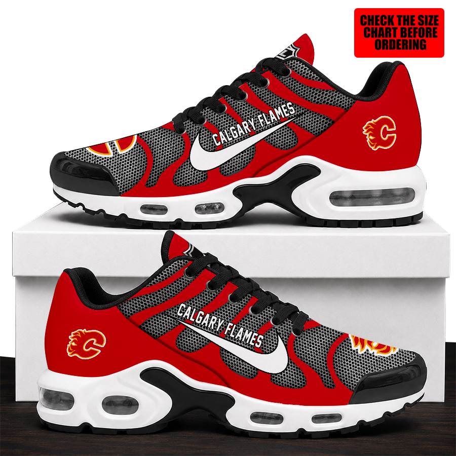 [SUPER SALE] NEW CUSTOMIZED NHL17 CGF CALGARY FLAMES AIR MAX PLUS SNEAKERS