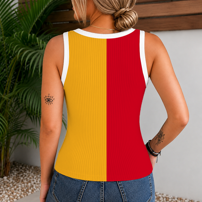 [SUPER SALE] NEW CUSTOMIZED NHL17 CGF CALGARY FLAMES WOMEN'S V-NECK TANK TOP