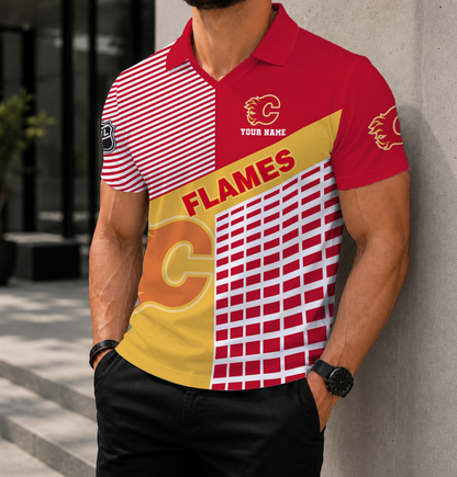 VIRAL EDITION - NEW CUSTOMIZED NHL17 CGF CALGARY FLAMES POLO SHIRT
