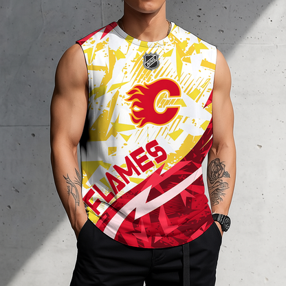 LIMITED EDITION - NEW CUSTOMIZED NHL17 CGF CALGARY FLAMES TANK TOP & GYM SHIRT