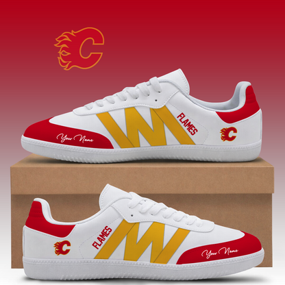 [SUPER SALE] NEW CUSTOMIZED NHL17 CGF CALGARY FLAMES CLASSIC SNEAKERS