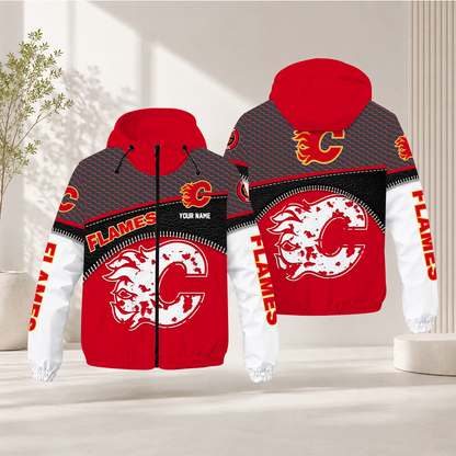 EXCLUSIVE EDITION - NEW CUSTOMIZED NHL17 CGF CALGARY FLAMES WINDBREAKER JACKET