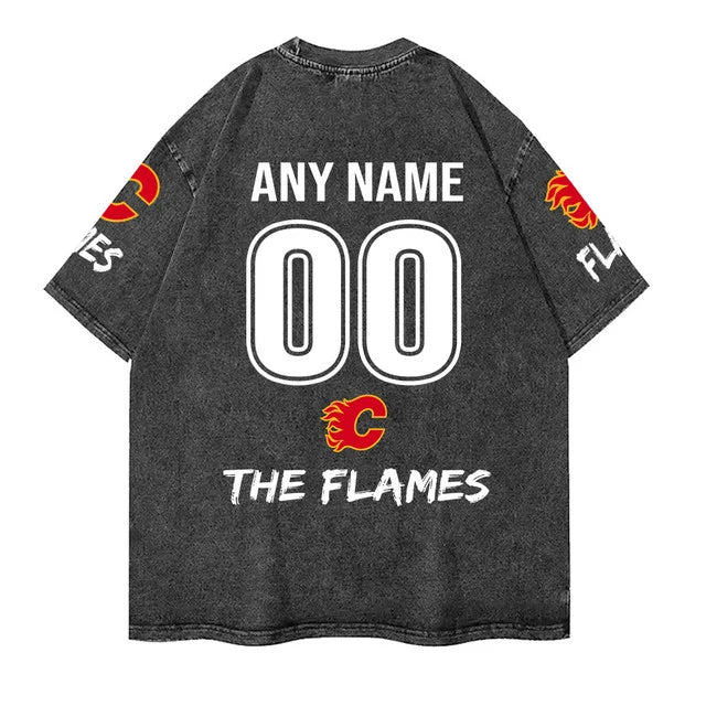 [SUPER SALE] NEW CUSTOMIZED NHL17 CGF CALGARY FLAMES MULTICOLOR WASHED TEE