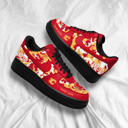 [SUPER SALE] NEW CUSTOMIZED NHL17 CGF CALGARY FLAMES AF1 SHOES