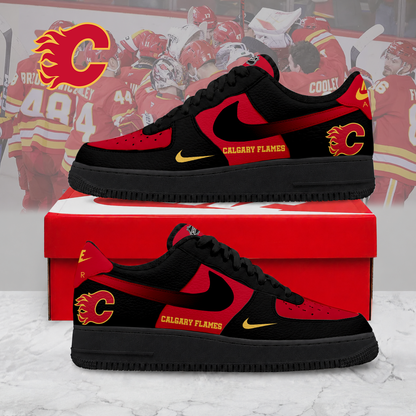 ELITE EDITION - NEW CUSTOMIZED NHL17 CGF CALGARY FLAMES AF1 SHOES