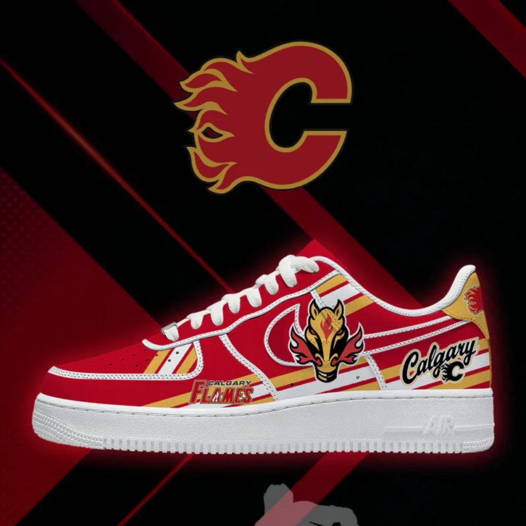 LIMITED EDITION - NEW CUSTOMIZED NHL17 CGF CALGARY FLAMES AF1 SHOES