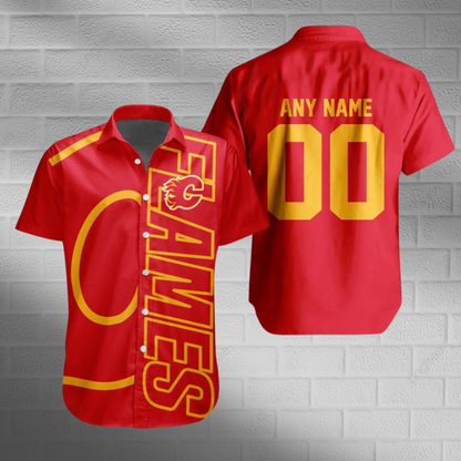 [SUPER SALE] NEW CUSTOMIZED NHL17 CGF CALGARY FLAMES UNISEX HAWAIIAN SHIRT