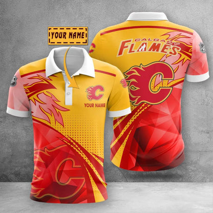 LIMITED EDITION - NEW CUSTOMIZED NHL17 CGF CALGARY FLAMES POLO SHIRT, ZIP POLO SHIRT & T-SHIRTS