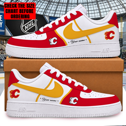 LIMITED EDITION - NEW CUSTOMIZED NHL17 CGF CALGARY FLAMES AF1 SHOES