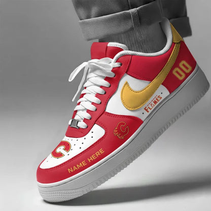 [SUPER SALE] NEW CUSTOMIZED NHL17 CGF CALGARY FLAMES AF1 SHOES