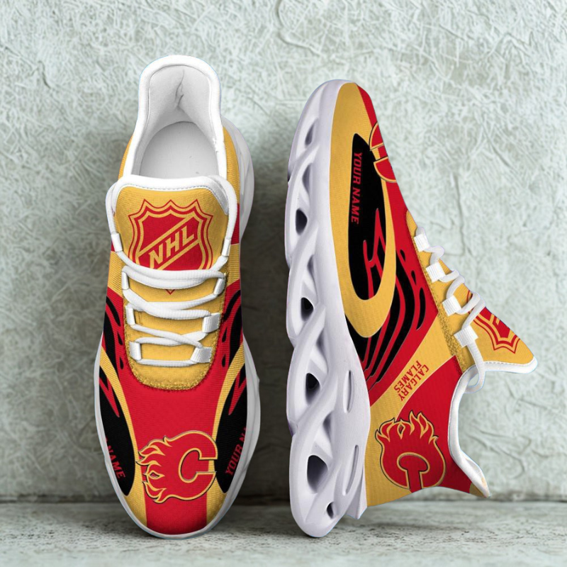 [SUPER SALE ] NEW CUSTOMIZED NHL17 CGF CALGARY FLAMES MAX SOUL SHOES