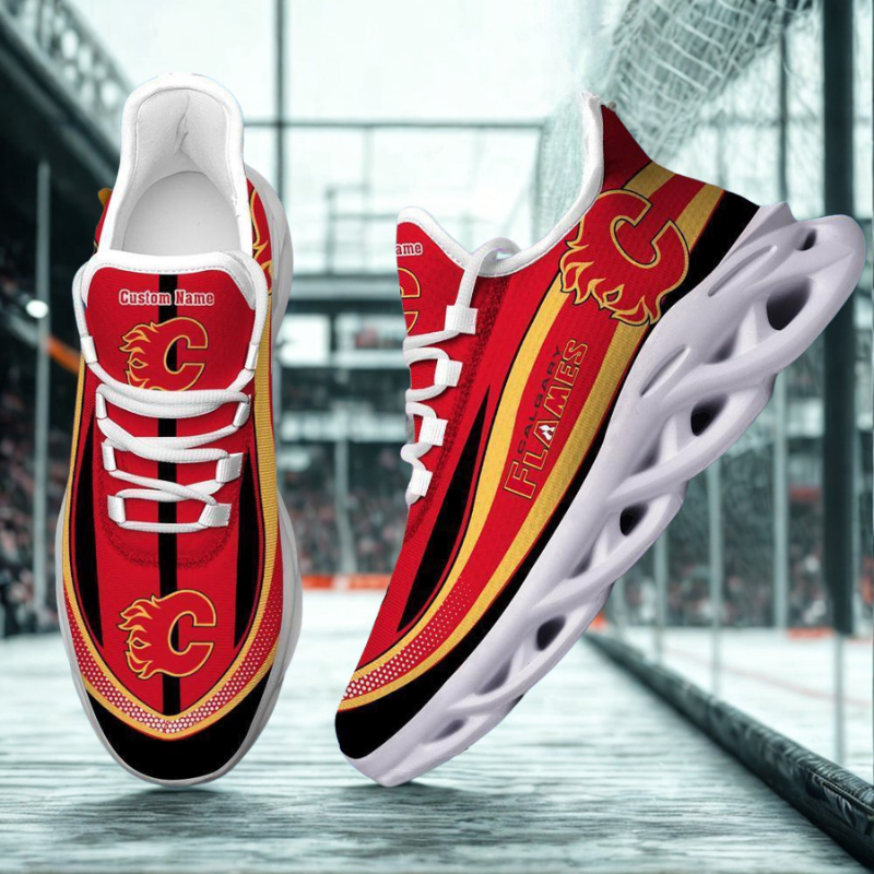 [SUPER SALE ] NEW CUSTOMIZED NHL17 CGF CALGARY FLAMES MAX SOUL SHOES