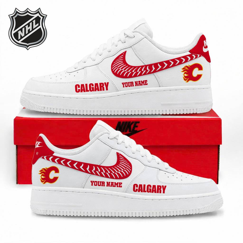 LIMITED EDITION - NEW CUSTOMIZED NHL17 CGF CALGARY FLAMES AF1 SNEAKERS
