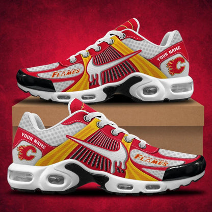 LIMITED EDITION - NEW CUSTOMIZED NHL17 CGF CALGARY FLAMES AIR MAX PLUS SNEAKERS