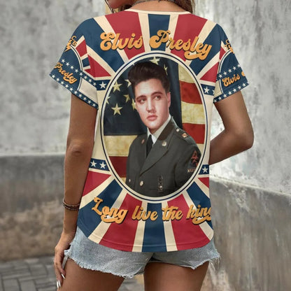 [FAN FAVORITE] NEW CUSTOMIZED ELVIS PRESLEY V-NECK FEMALE SHIRT