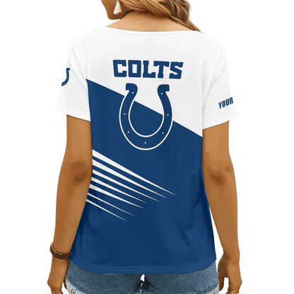 [SPECIAL OFFER] NEW CUSTOMIZED NFL17 IDC INDIANAPOLIS COLTS V-NECK FEMALE SHIRT