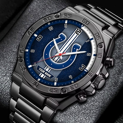 LIMITED EDITION - NEW CUSTOMIZED NFL17 IDC INDIANAPOLIS COLTS LUXURY STAINLESS STEEL WATCH