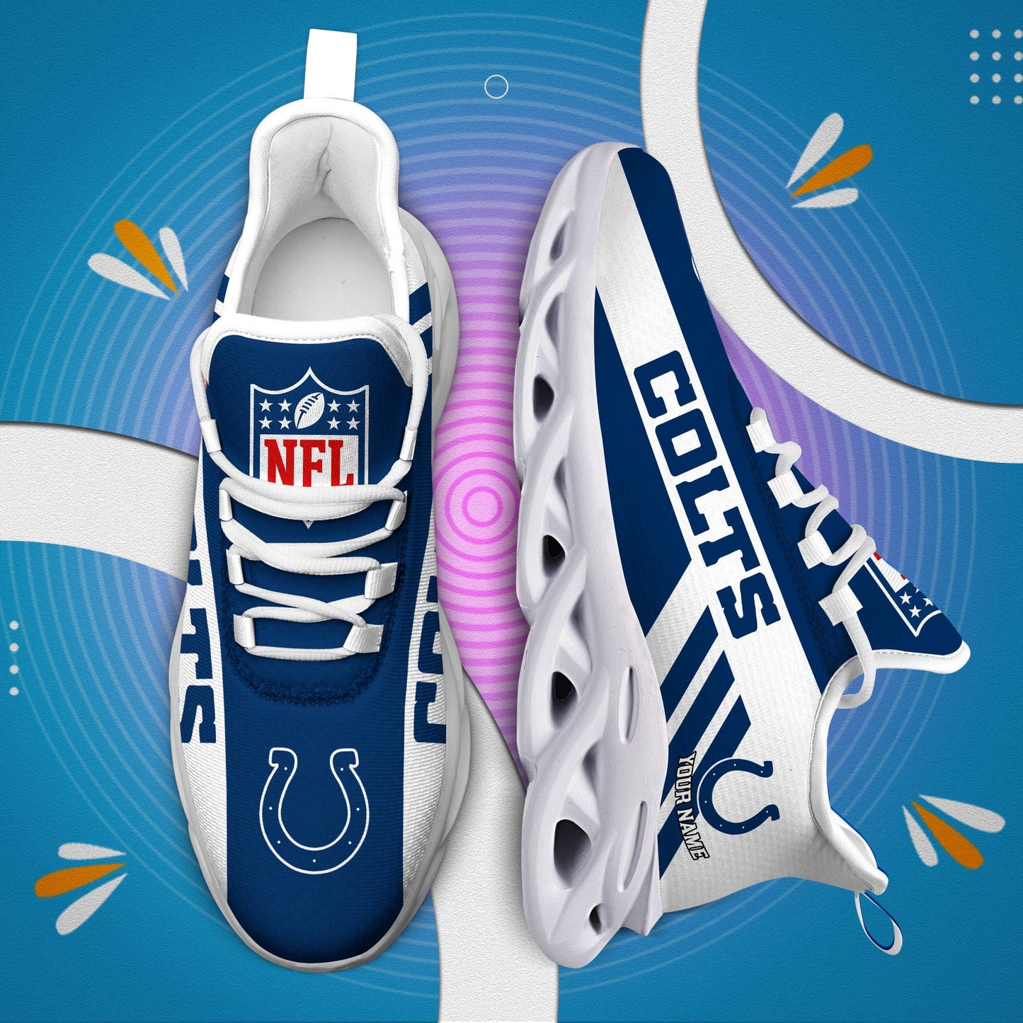 LIMITED EDITION - NEW CUSTOMIZED NFL17 IDC INDIANAPOLIS COLTS UNISEX MAX SOUL SHOES