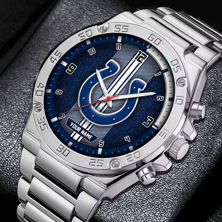 LIMITED EDITION - NEW CUSTOMIZED NFL17 IDC INDIANAPOLIS COLTS LUXURY STAINLESS STEEL WATCH