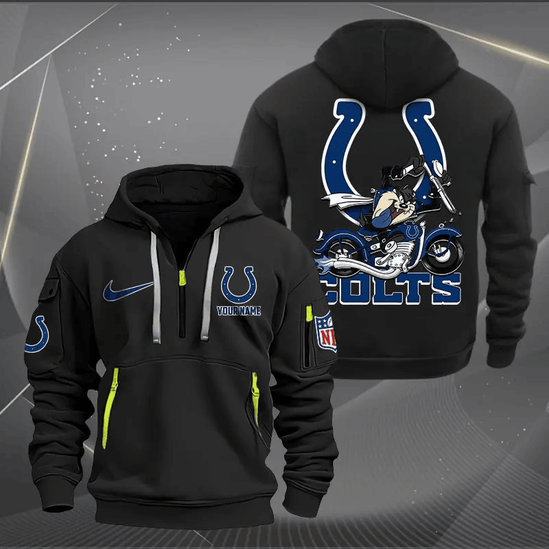 [SPECIAL OFFER] NEW CUSTOMIZED NFL17 IDC INDIANAPOLIS COLTS MUTICOLOR QUARTER ZIP HOODIE