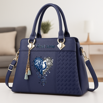 LIMITED EDITION - NEW CUSTOMIZED NFL17 IDC INDIANAPOLIS COLTS ZIP HANDBAG MULTICOLOR