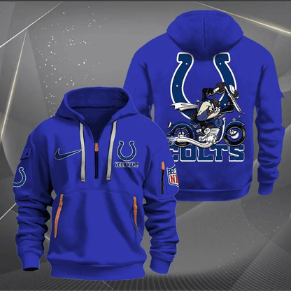 [SPECIAL OFFER] NEW CUSTOMIZED NFL17 IDC INDIANAPOLIS COLTS MUTICOLOR QUARTER ZIP HOODIE
